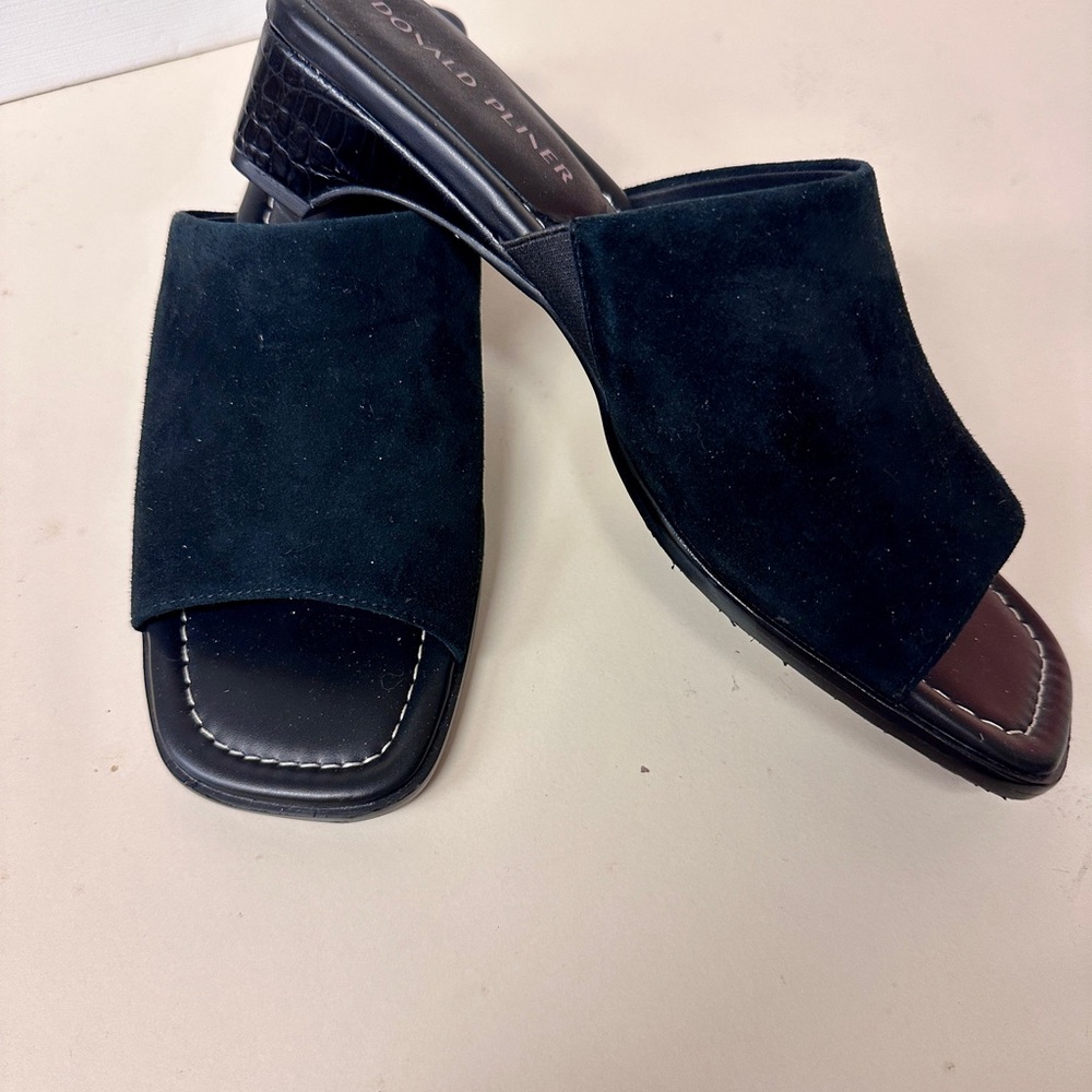 Donald J. Pliner Black Suede Block Heel Sandals